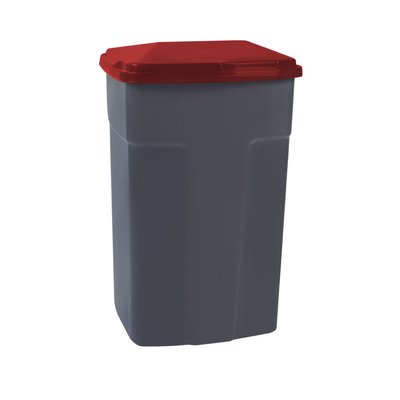 Бак для мусора, 90 л, пластиковый, серый, крышка красная, Киев, от 1 шт