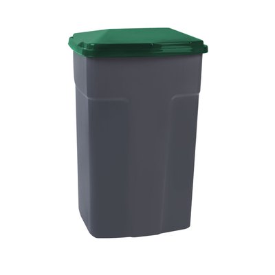 Бак для сміття, 90 л, пластиковий, сірий, кришка зелена, самовивіз Київ, Нова Пошта, від 1 шт, TR3074Z90