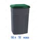 Бак для сміття, 90 л, пластиковий, сірий, кришка зелена, самовивіз Київ, Нова Пошта, від 1 шт, TR3074Z90
