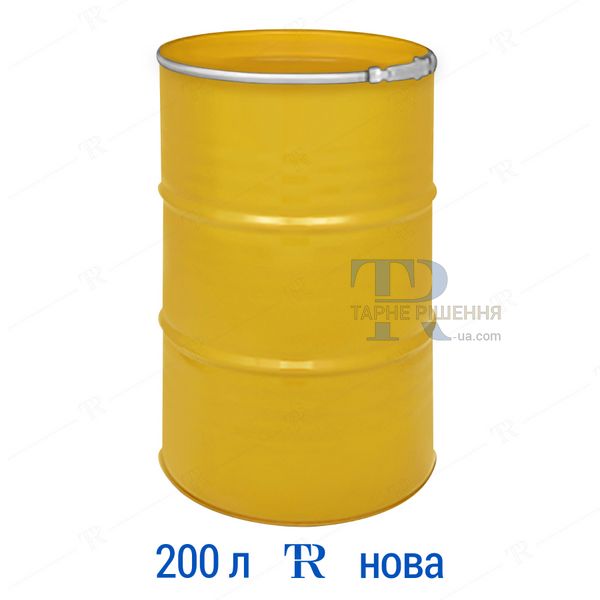 Бочка під мед, 200 - 210 л, нова, харчова, металева, знімна кришка та кільце, 1А2 ISO ОН, жовта, доставка на адресу Покупця, від 100 шт